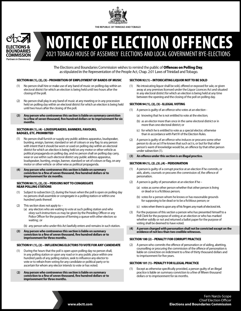 Notice of Election Offences | Elections And Boundaries Commission